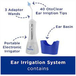 Ear Irrigation System Kit, Includes: (5) OtoClear Tips, (1) Portable Electronic Irrigator, (1) Ear Basin